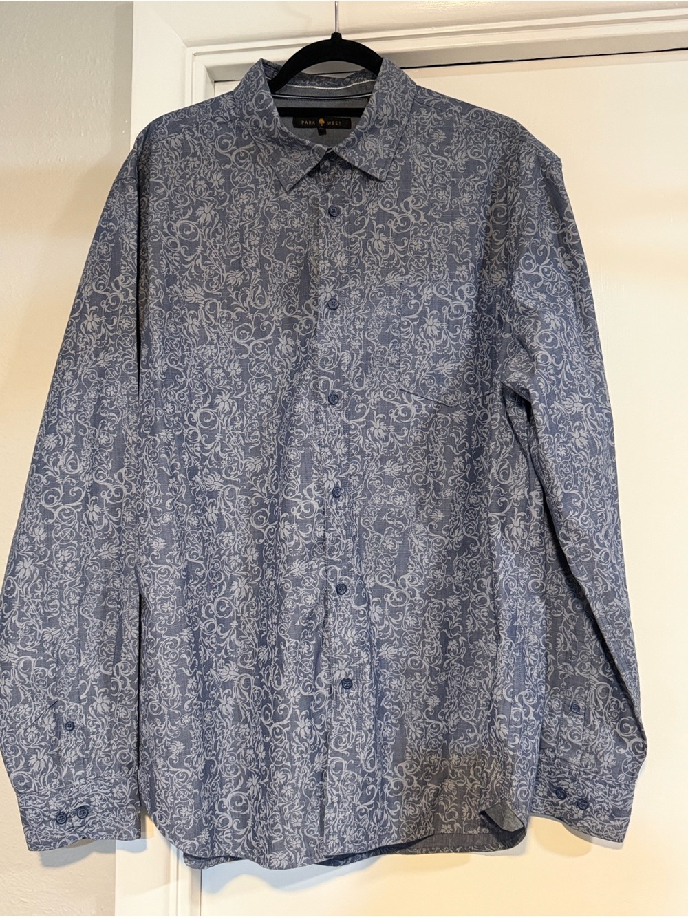 Park West Blue Paisley-Print Men's Button-Down Shirt XL